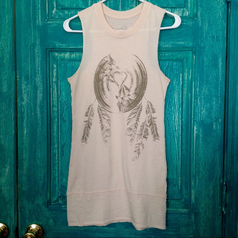 Free People WE THE FREE Tank Top Tunic Body-con Mini Dress Sz XS Color Beige